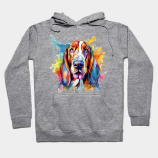 Basset Hound Splash AI Art Hoodie